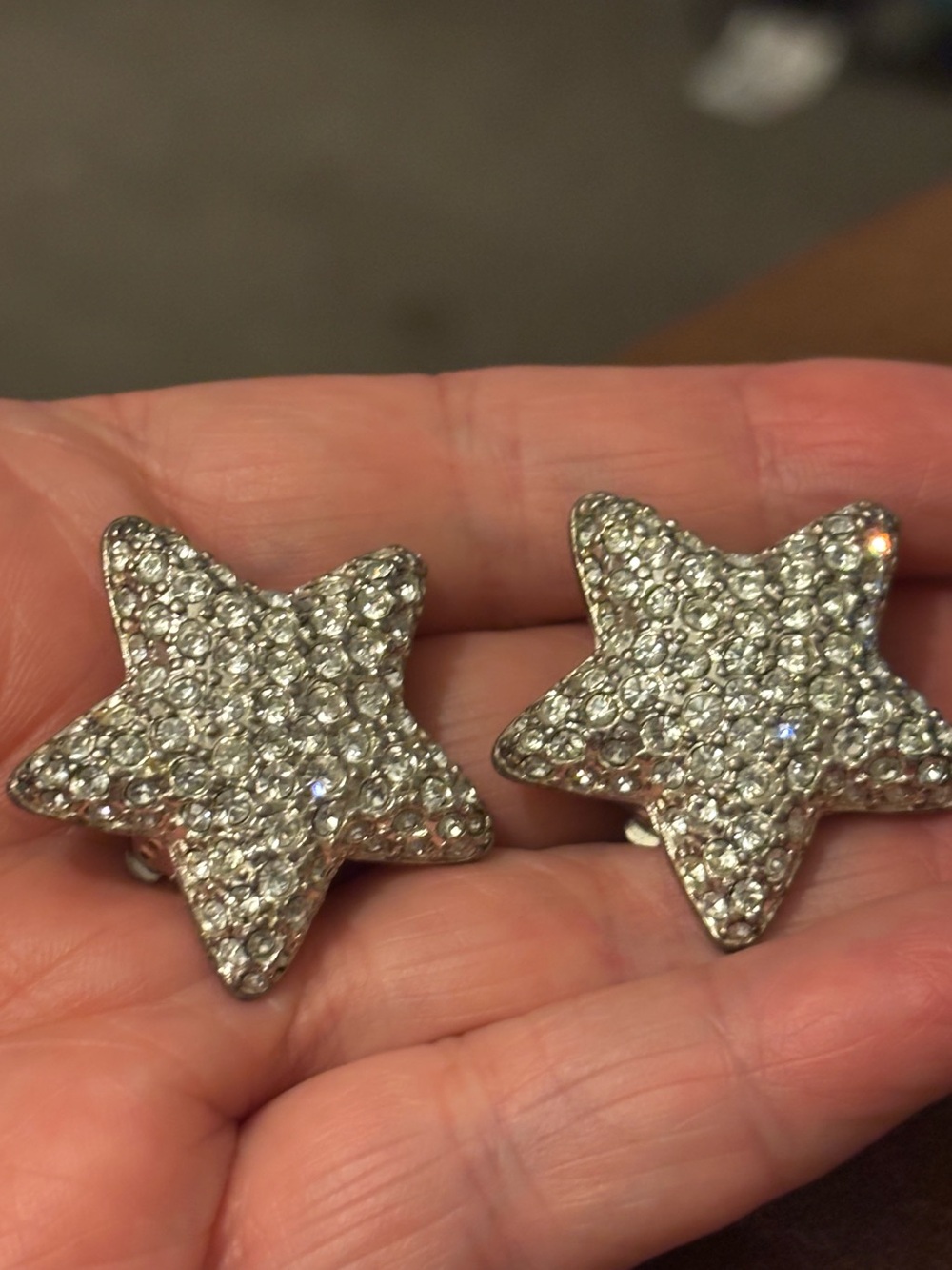 Vintage Carolee Puff Heart Pave  Earrings